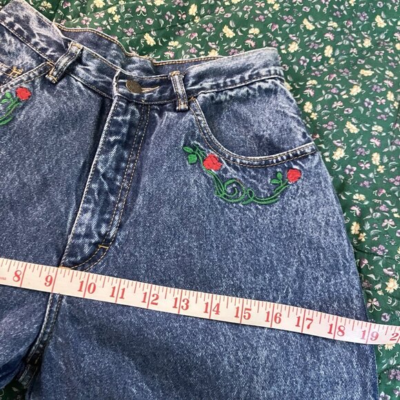 Vintage Lee Cooper Jeans Womens Floral Embroidered High Rise Acid Wash 90s - Picture 9 of 11
